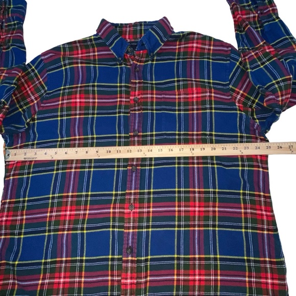 Land's End Traditional Fit Blue Red Plaid Flannel Button Down Shirt - Men’s XL - Picture 2 of 10
